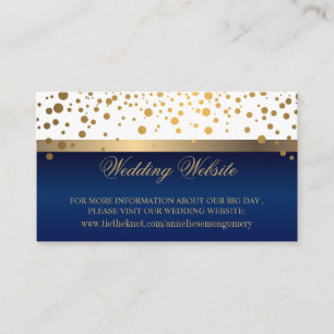 Website zu weißen und navy Blue Gold Confetti Dots Begleitkarte