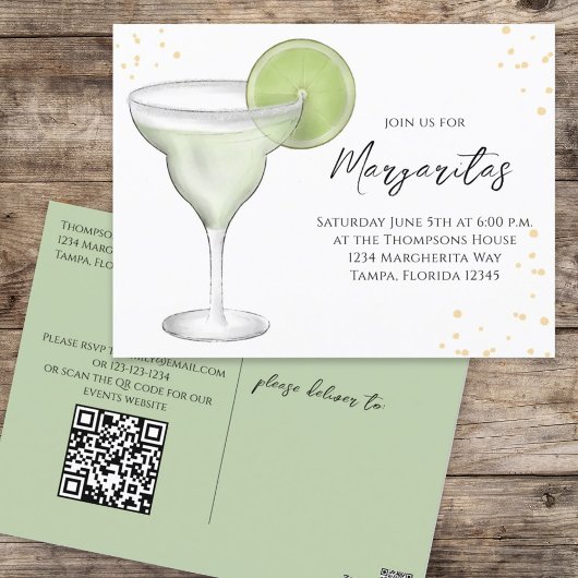Website zu Whimsical Watercolor Margarita QR Code Postkarte