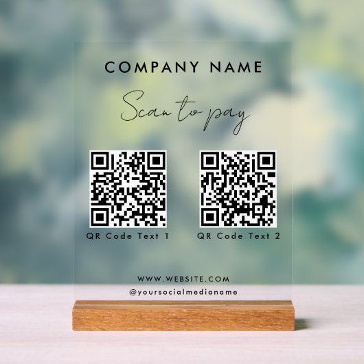 Website zum beruflichen Scannen von 2 QR-Codes Acrylschild (Neutral)