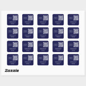 Website zum dunklen Navy Blue QR Code Business-Log Quadratischer Aufkleber (Blatt)