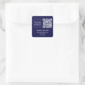 Website zum dunklen Navy Blue QR Code Business-Log Quadratischer Aufkleber (Tasche)