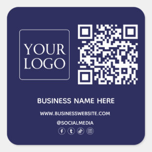 Website zum dunklen Navy Blue QR Code Business-Log Quadratischer Aufkleber
