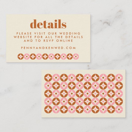 Website zum Hochzeitskitzeln in Rosa und Rost - Mi Begleitkarte (Vorne/Hinten)