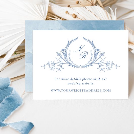 Website zum Hochzeitsschreiben von Blue Watercolor Begleitkarte