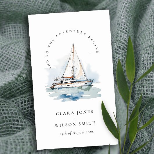 Website zum Hochzeitssegelschiff Dusky Begleitkarte