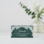 Website zum Hochzeitsszenario "Lace Emerald Green  Begleitkarte (Stehend Vorderseite)