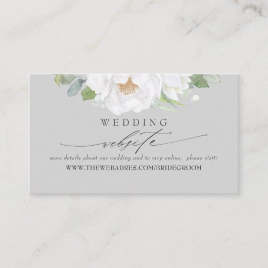 Website zum Hochzeitstag Weiße Blume Visitenkarte (Vorderseite)
