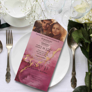 Website zum Minimalistischen Burgundi Gold Waterco All In One Einladung