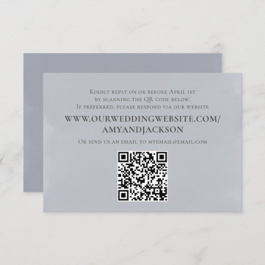 Website zum Minimalistischen einfachen Blue-QR-Cod RSVP Karte (Vorne/Hinten)