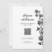 Website zum niedlichen Foto Schwarz-weiße Rose QR- Save The Date (Rückseite)