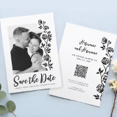 Website zum niedlichen Foto Schwarz-weiße Rose QR- Save The Date