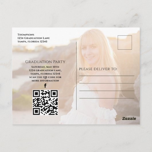 Website zum QR-Code für das Schwarze Foto als Gold Postkarte (Rückseite)