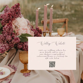 Website zum QR-Code für einfache Blush-Hochzeiten RSVP Karte