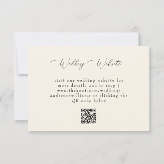 Website zum QR-Code für einfache Cremes RSVP Karte (Vorderseite)