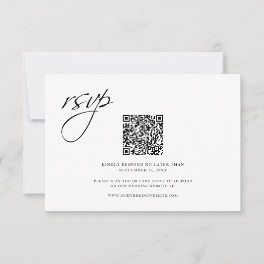 Website zum QR-Code für einfache Hochzeiten RSVP Karte (Vorderseite)