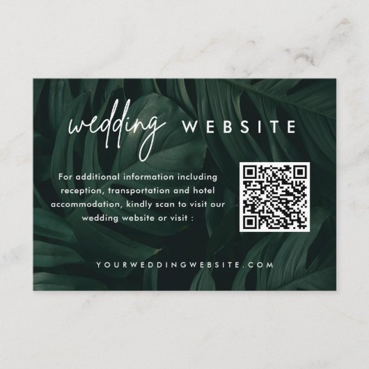 Website zum QR-Code für tropische Hochzeiten in Ur Begleitkarte (Vorderseite)