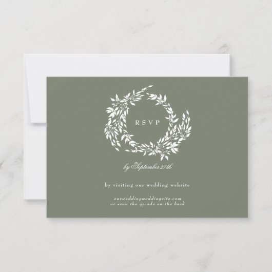 Website zum Thema Hochzeiten: Classic Wreath Sage RSVP Karte (Vorderseite)