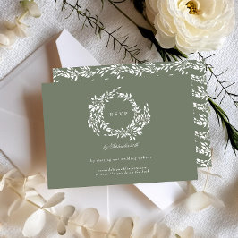 Website zum Thema Hochzeiten: Classic Wreath Sage  RSVP Karte