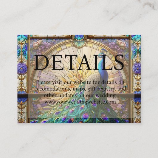 Website zum Thema "Peacock Wedding Stached Glass" Begleitkarte (Vorderseite)