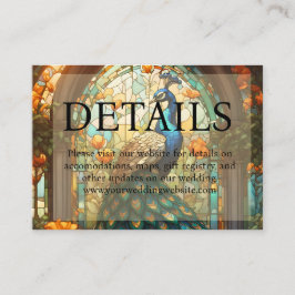 Website zum Thema "Peacock Wedding Stached Glass" Begleitkarte