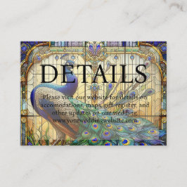 Website zum Thema "Peacock Wedding Stached Glass" Begleitkarte