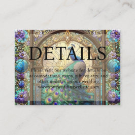 Website zum Thema "Peacock Wedding Stached Glass" Begleitkarte
