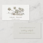 Website zum Tropical Beach Palm Sketch Gold Weddin Begleitkarte (Vorne/Hinten)