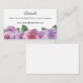 Website zur Blumenhochzeit in Lila Rose Begleitkarte (Vorne/Hinten)