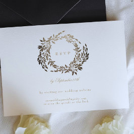 Website zur botanischen Hochzeit von Black Gold Eb RSVP Karte