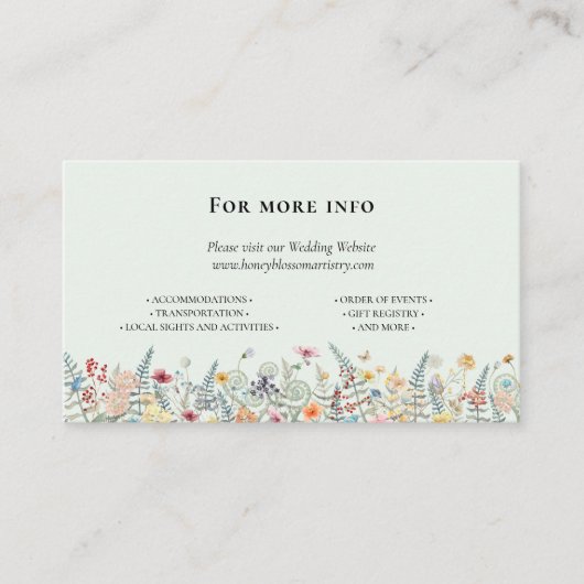 Website zur einfachen Wildblume Fern Mint Green We Begleitkarte (Vorderseite)