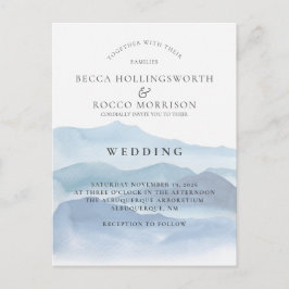 Website zur Einladung von Blue Watercolor zum Hoch Postkarte