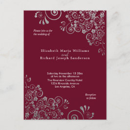 Website zur Einladung von Burgund-Grey-Wedding-UAW Postkarte