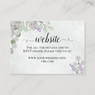 Website zur Eukalyptus- und Lavendelhochzeit Begleitkarte