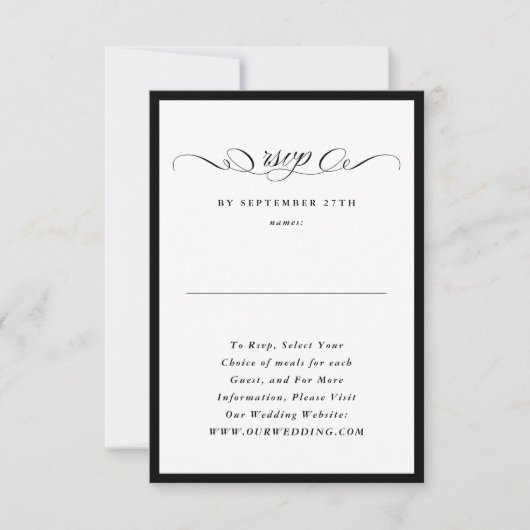 Website zur formalen Kalligrafie-Schwarz-Gerahmt-H RSVP Karte (Vorderseite)