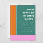 Website zur geometrischen Hochzeitsstimmung in grü Einladung (Vorderseite)