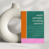 Website zur geometrischen Hochzeitsstimmung in grü Einladung