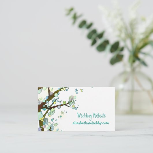 Website zur Hochzeit Bohemischer Bäume Begleitkarte (Stehend Vorderseite)