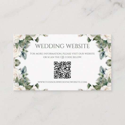 Website zur Hochzeit der romantischen Rose Begleitkarte (Vorderseite)