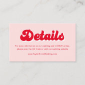 Website zur Hochzeit in Rot und Rosa Begleitkarte (Vorderseite)