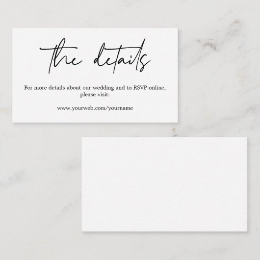 Website zur Hochzeit Minimalistischer Eleganter Ka Begleitkarte (Vorne/Hinten)