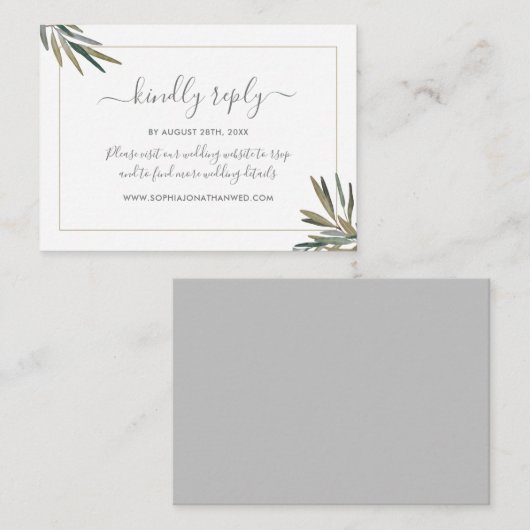 Website zur Hochzeit von Botanischem Wasserkraut: Begleitkarte (Vorne/Hinten)