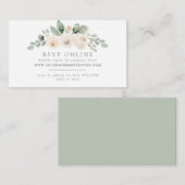 Website zur Hochzeit von Botanischem Weiß-Blütenbl Begleitkarte (Vorne/Hinten)