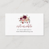 Website zur Hochzeit von Burgund Pink Blush Floral Begleitkarte (Vorderseite)