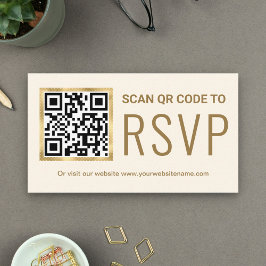 Website zur Hochzeit von Cream Gold Foil QR Code U Begleitkarte