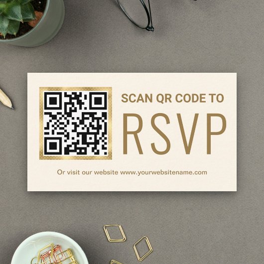 Website zur Hochzeit von Cream Gold Foil QR Code U Begleitkarte