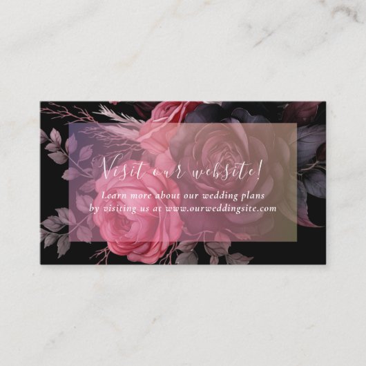 Website zur Hochzeit von Dark Moody Gothic Floral Begleitkarte (Vorderseite)