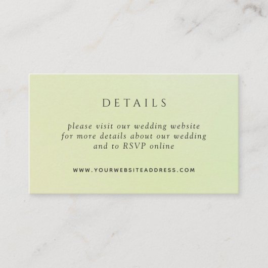 Website zur Hochzeit von eleganten grünen Wasserfa Begleitkarte (Vorderseite)