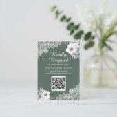 Website zur Hochzeit von Green Floral Lace QR Code Begleitkarte (Stehend Vorderseite)