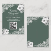 Website zur Hochzeit von Green Floral Lace QR Code Begleitkarte (Vorne/Hinten)