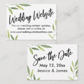 Website zur Hochzeit von Grünblättern,-Karte Visitenkarte (Vorne/Hinten)